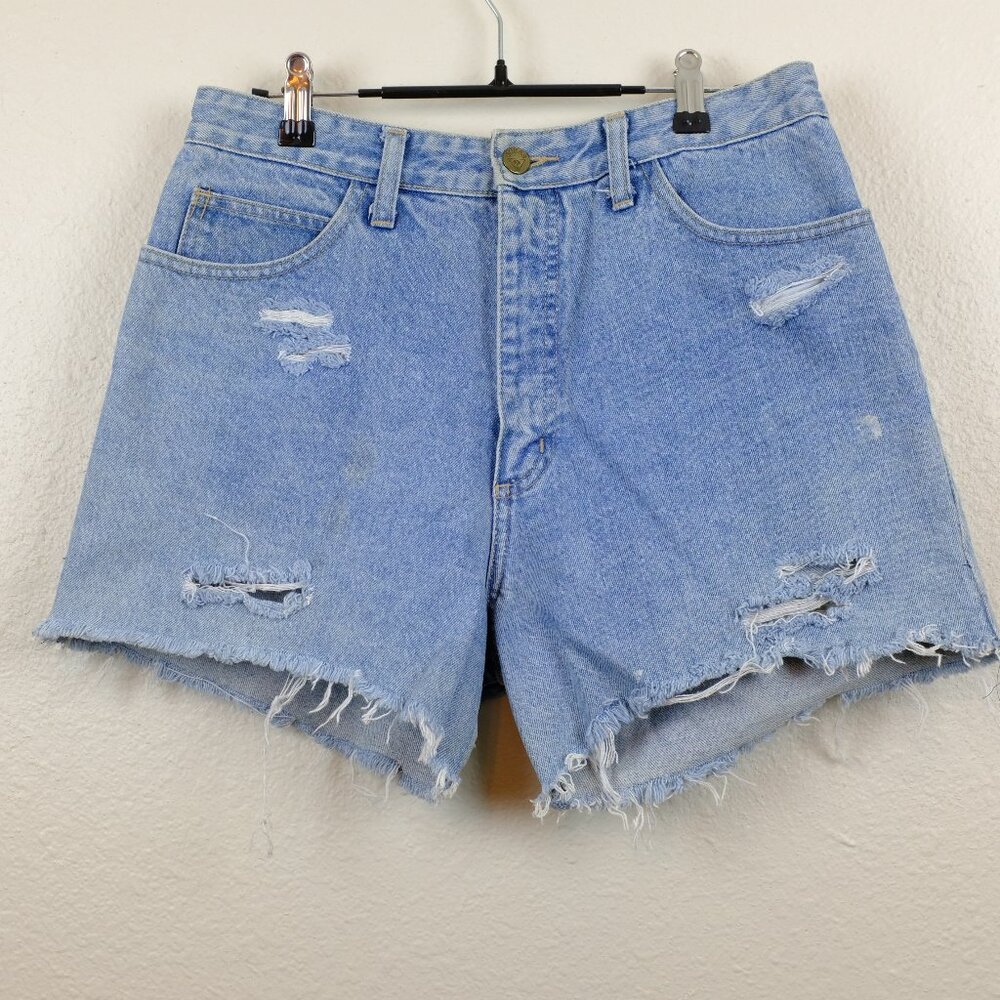 Vintage guess high waist washed denim jean cutoff shorts 28